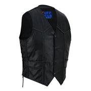 Tuff Gear Motorcycle Cowhide Braided Leather Vest Black - V4 Video thumbnail