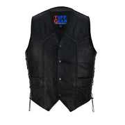 Tuff Gear Motorcycle Cowhide Braided Leather Vest Black - V4 Video thumbnail