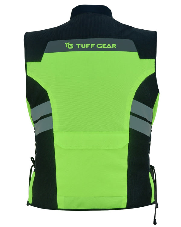Tuff Gear Motorcycle Safety Fluro Yellow Hi Vis Vest/Jacket