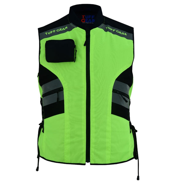 Tuff Gear Motorcycle Safety Fluro Yellow Hi Vis Vest/Jacket