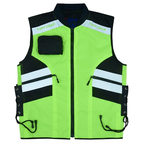 Tuff Gear Motorcycle Safety Fluro Yellow Hi Vis Vest/Jacket