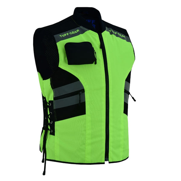 Tuff Gear Motorcycle Safety Fluro Yellow Hi Vis Vest/Jacket