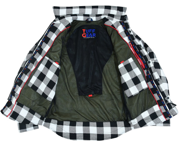 Tuff Gear Motorcycle Kevlar Shirt - Black and White