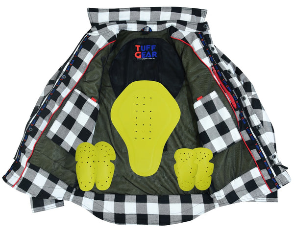 Tuff Gear Motorcycle Kevlar Shirt - Black and White