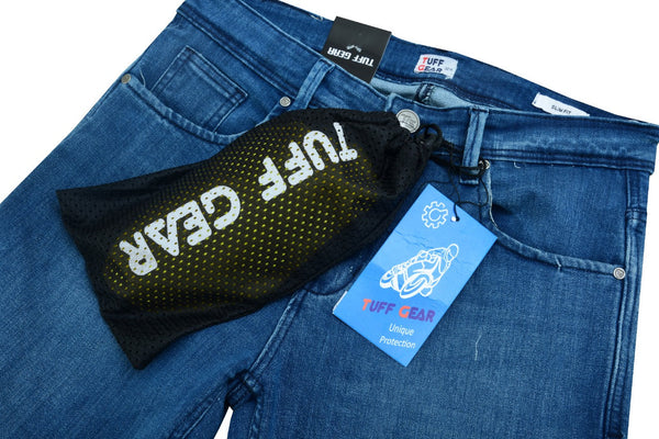 Tuff Gear Motorcycle Premium Straight Fit Blue Jeans Lined with DuPont™ Kevlar®
