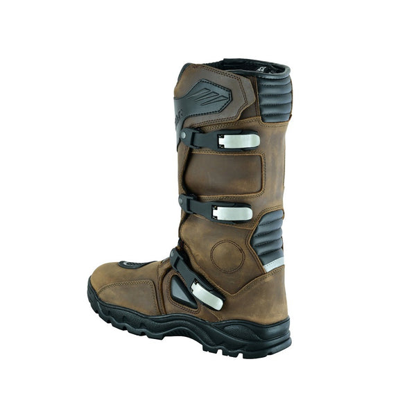 Tuff Gear Motorcycle Waterproof Cowhide Leather Adventure Riding Boots - Brown