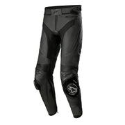 Alpinestars Missile V3 leather motorcycle pants front angled view in black Video thumbnail