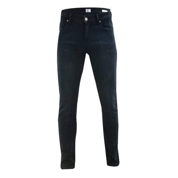 Tuff Gear premium straight fit black motorcycle jeans front view