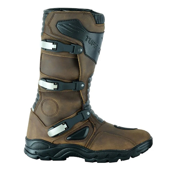 Tuff Gear Waterproof Cowhide Leather Adventure Riding Boots Brown Left Side View