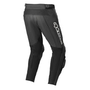 Alpinestars Track V2 leather motorcycle pants rear angled view in black Video thumbnail