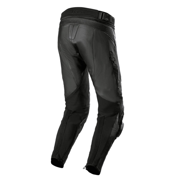 Alpinestars Missile V3 leather motorcycle pants rear angled view in black