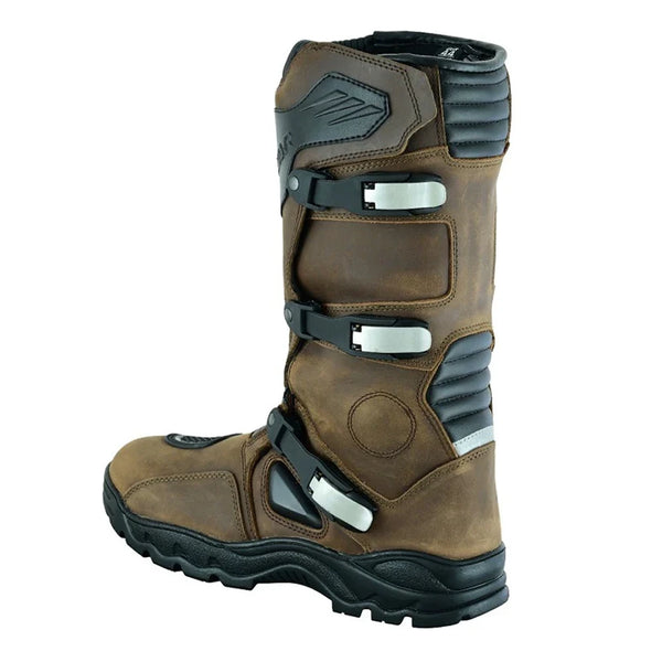 Tuff Gear Waterproof Cowhide Leather Adventure Riding Boots Brown Rear Right Angle View