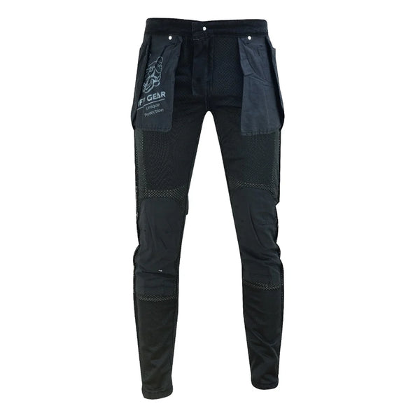 Tuff Gear premium straight fit black jeans with DuPont Kevlar lining front view