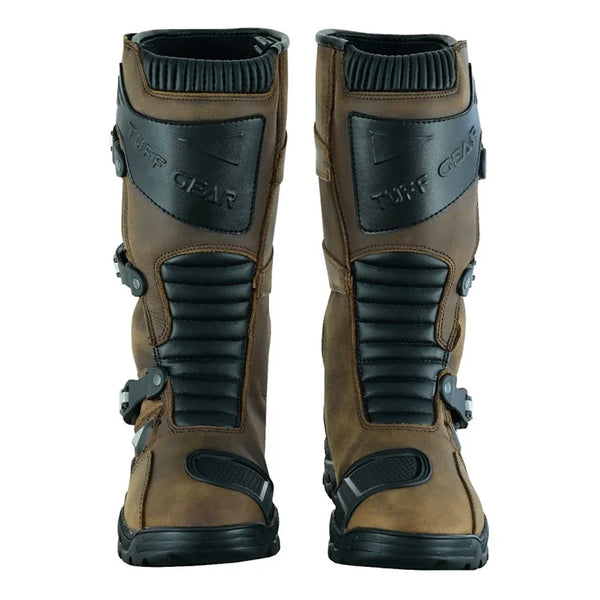Tuff Gear Waterproof Cowhide Leather Adventure Riding Boots Brown Front View