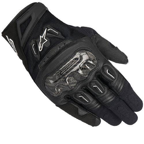 Alpinestars SMX-2 Air Carbon V2 Black Leather Gloves - Black