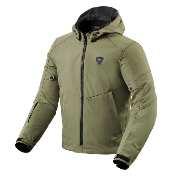 REVIT Afterburn H2O motorcycle jacket green front view waterproof casual riding jacket