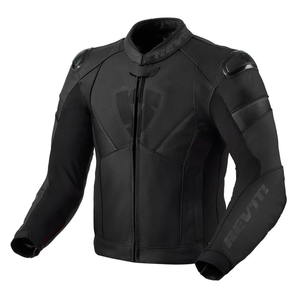 REVIT Argon 2 leather motorcycle jacket black front view sport race riding jacket