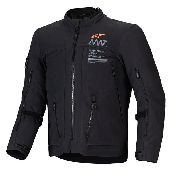 Alpinestars AMT-8 Stretch Drystar XF motorcycle jacket black front view waterproof touring jacket