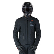 Rider wearing Alpinestars AMT-8 black stretch Drystar XF jacket full riding gear front look Video thumbnail