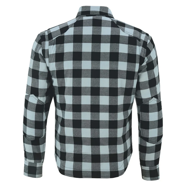 Tuff Gear black and white motorcycle kevlar shirt rear view