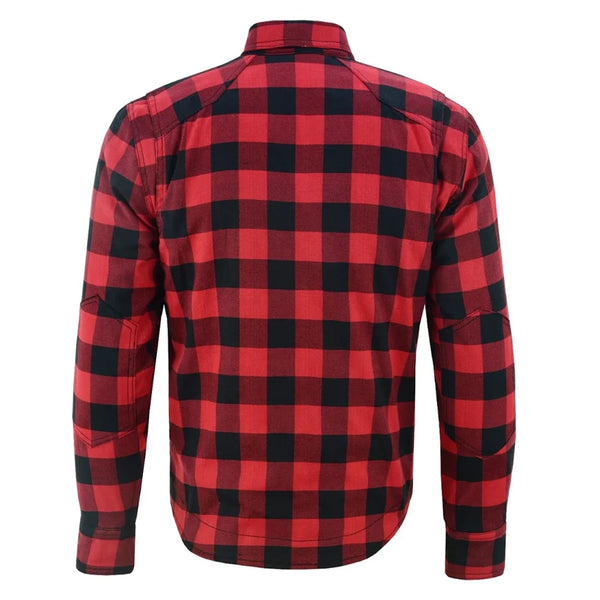 Tuff Gear kevlar riding shirt black and red rear view