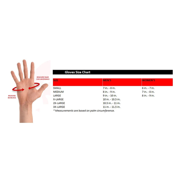 Cafe Racer waterproof motorcycle gloves size chart
