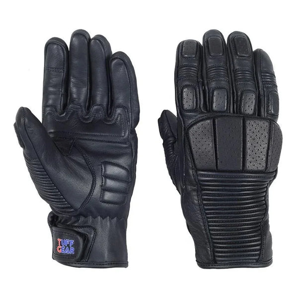 Cafe Racer windproof winter motorcycle gloves, front and back view