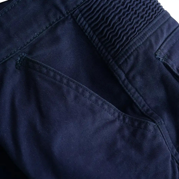 Stretch panel detail on Tuff Gear motorcycle cargo pants