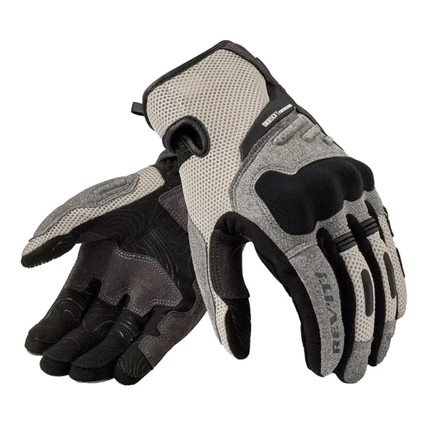 REV'IT! Cavern light grey black motorcycle gloves pair