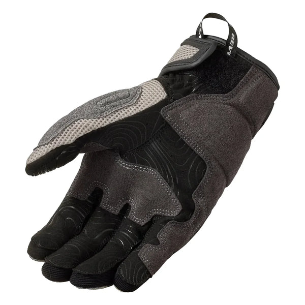 REV'IT! Cavern light grey black motorcycle gloves palm view