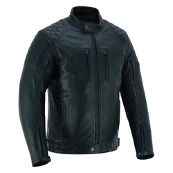 Tuff Gear Motorcycle Leather Classic Retro Jacket - Black
