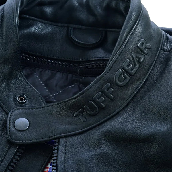 Tuff Gear Motorcycle Leather Classic Retro Jacket - Black