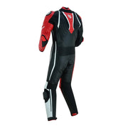 Tuff Gear Cowhide Leather One Piece Motorcycle Racing Suit Red and Black Rear View Video thumbnail