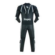 Tuff Gear Cowhide Leather One Piece Motorcycle Racing Suit Black and White Rear View Video thumbnail