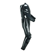 Tuff Gear Cowhide Leather One Piece Motorcycle Racing Suit Black and White Rear Side View Video thumbnail