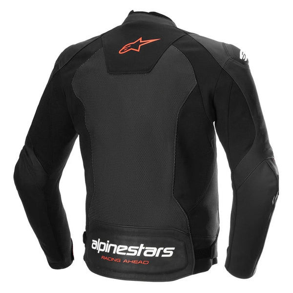 Alpinestars Faster V3 Airflow leather jacket black red rear view ventilated sport motorcycle jacket