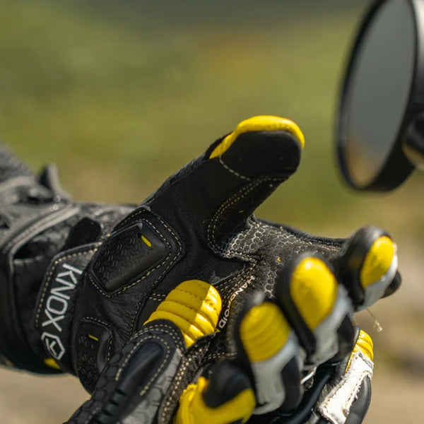 Knox Handroid Gloves MK5 black-yellow motorcycle glove close-up
