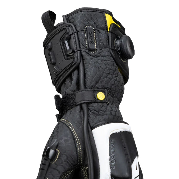 Knox Handroid Gloves MK5 black-yellow motorcycle glove back view