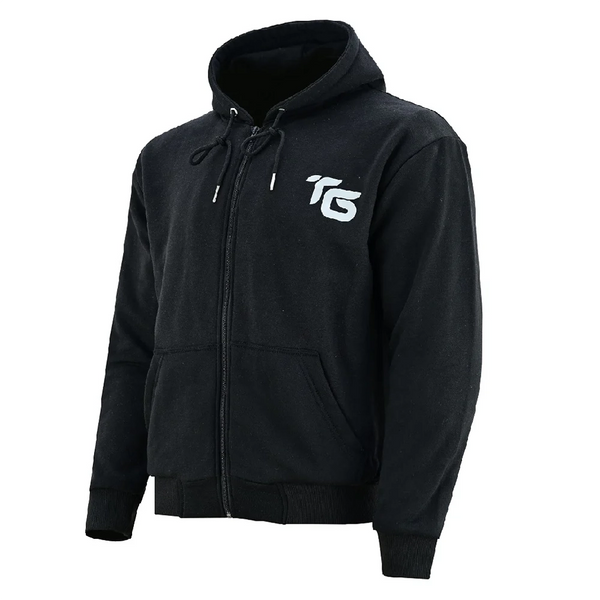 Tuff Gear kevlar motorcycle hoodie side angle view