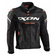 IXON Jackal leather motorcycle jacket black white red front view sport riding jacket Video thumbnail