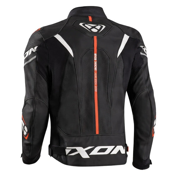 IXON Jackal jacket rear view black white red race style motorcycle jacket