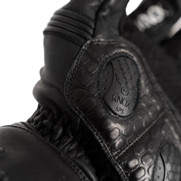 Knox Coniston motorcycle glove protection and Knox branding detail