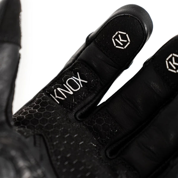 Knox Coniston motorcycle glove fingertip touch screen detail