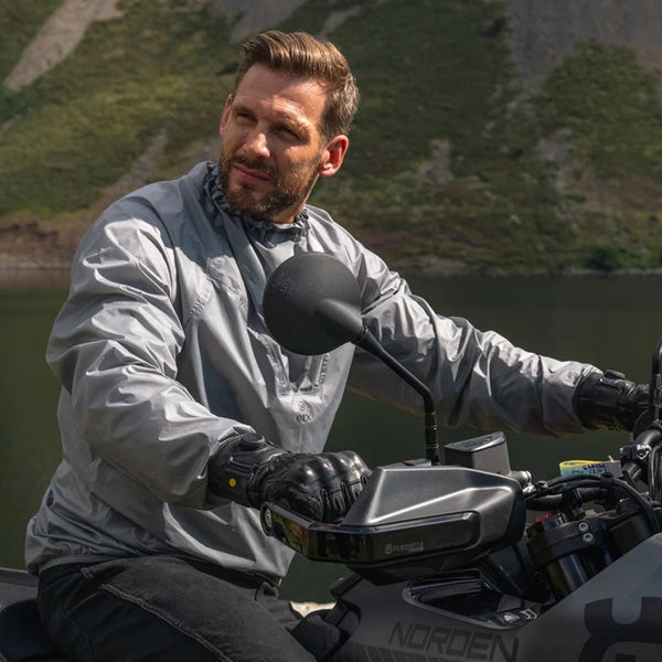 Motorcyclist wearing Knox Coniston gloves while riding
