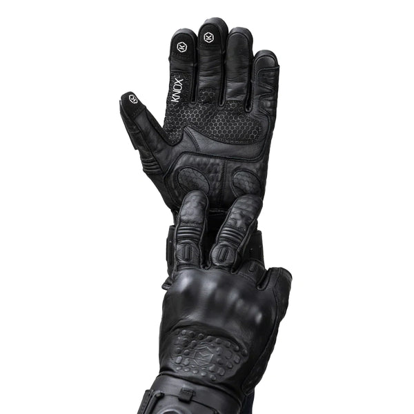 Knox Coniston black motorcycle glove palm detail