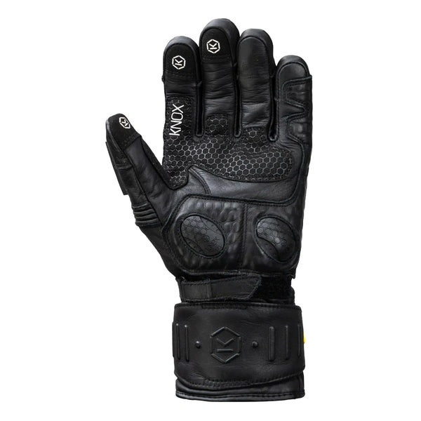 Knox Coniston black motorcycle glove full palm view