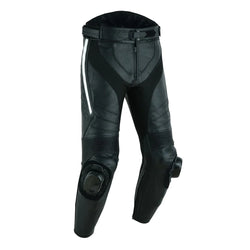 Tuff Gear Motorcycle Men Leather Racing Pants with armours - Black