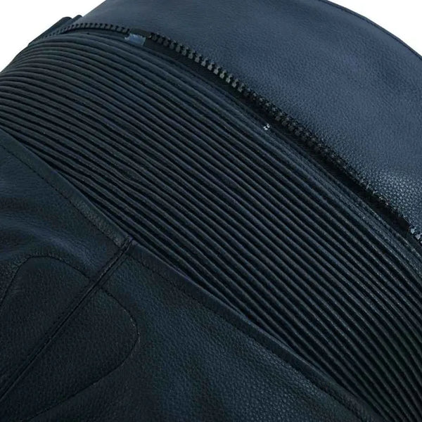 Stretch panel detail on Tuff Gear leather racing pants