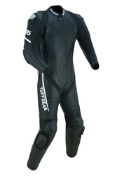 Tuff Gear Motorcycle Cowhide Leather One Piece Racing Suit - Black n White