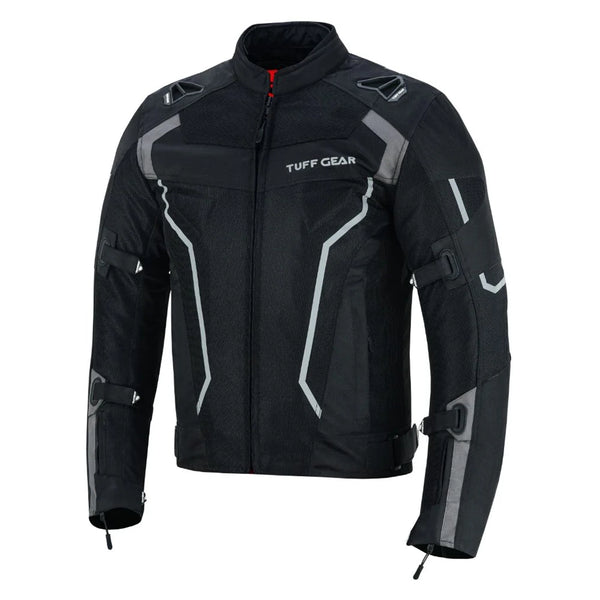 Tuff Gear motorcycle textile summer waterproof mesh jacket black front view